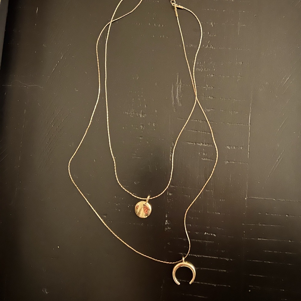 Crescent full moon double necklace